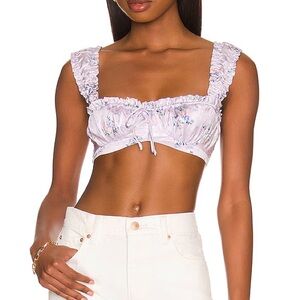 More To Come - Sloane Ruched Crop Top Lavender - Size Small